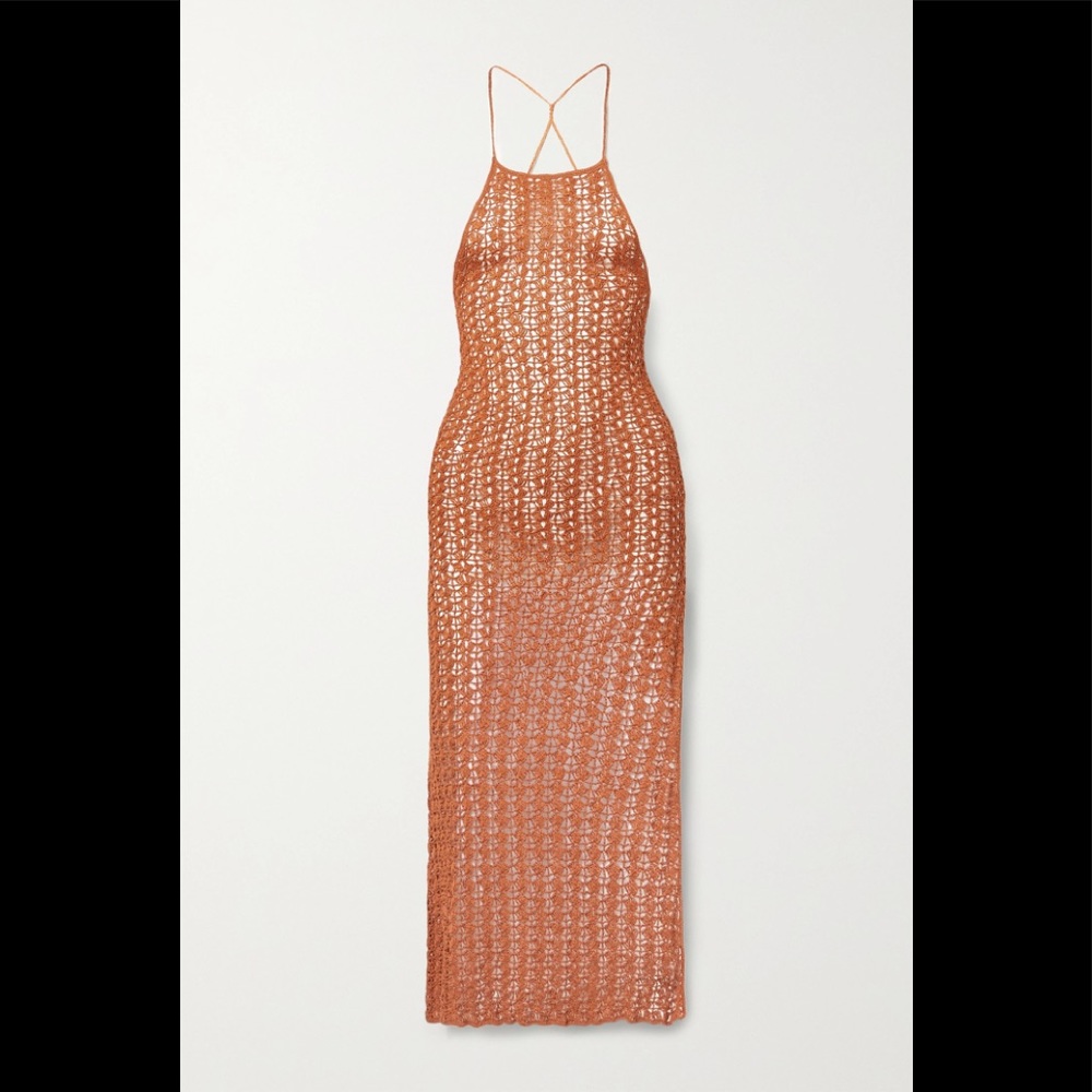 Cult Gaia Demi Crochet knit halter neck midi dress NWOT